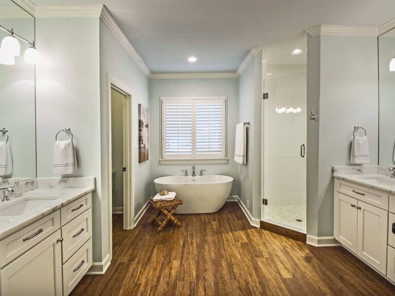 soaking tub in bathroom remodeled by robbins construction